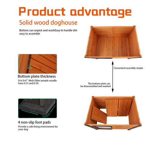 Wooden Dog House Outdoor and Indoor Kennel - 45 Inch