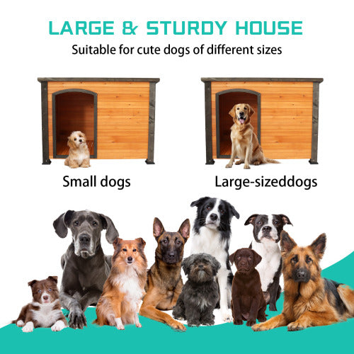 Wooden Dog House Outdoor and Indoor Kennel - 45 Inch
