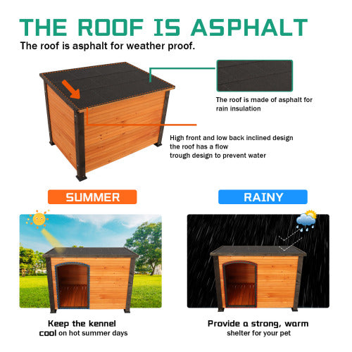 Wooden Dog House Outdoor and Indoor Kennel - 45 Inch